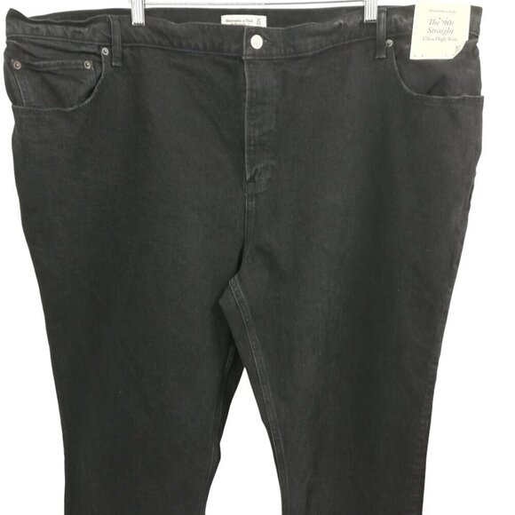 Abercrombie & Fitch The 90s Straight Ultra High Rise Black Jeans Size 37 24 Long - Picture 5 of 12